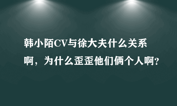 韩小陌CV与徐大夫什么关系啊，为什么歪歪他们俩个人啊？