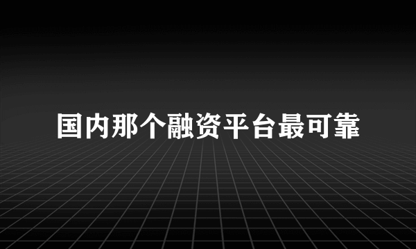 国内那个融资平台最可靠