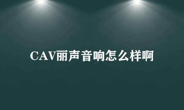 CAV丽声音响怎么样啊