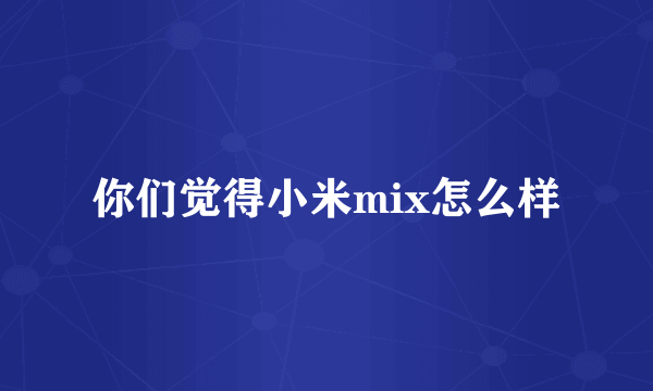 你们觉得小米mix怎么样