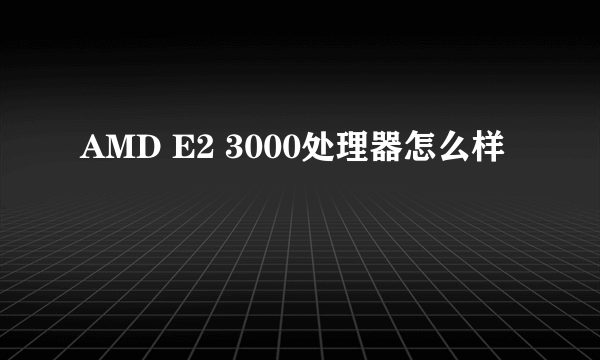 AMD E2 3000处理器怎么样