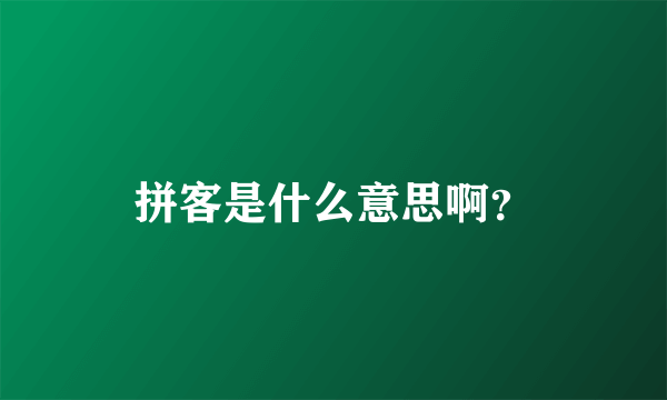 拼客是什么意思啊？