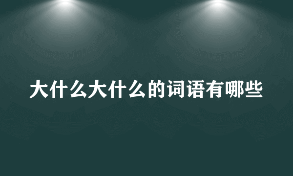 大什么大什么的词语有哪些