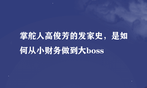 掌舵人高俊芳的发家史，是如何从小财务做到大boss