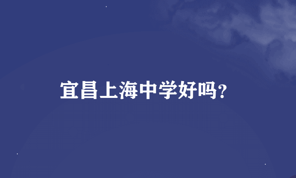 宜昌上海中学好吗？