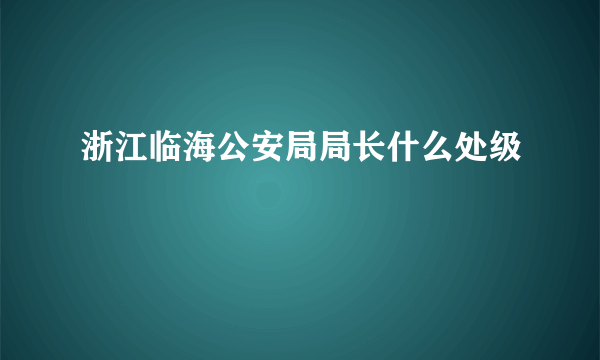 浙江临海公安局局长什么处级