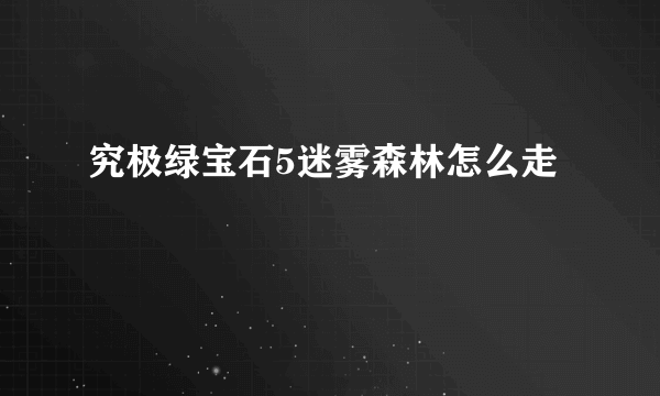 究极绿宝石5迷雾森林怎么走