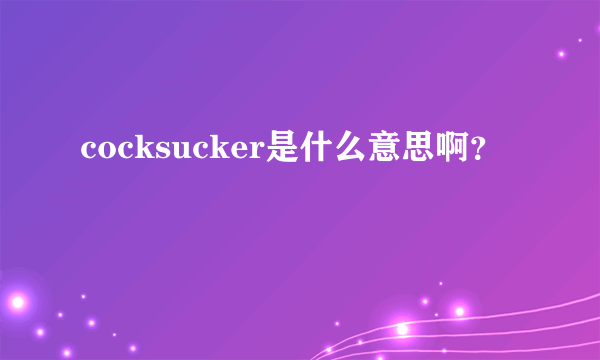 cocksucker是什么意思啊？