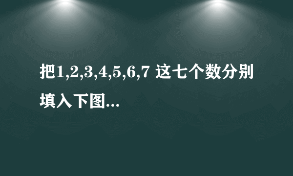 把1,2,3,4,5,6,7 这七个数分别填入下图中,使每条直线上的三个圆圈内各数之和相等