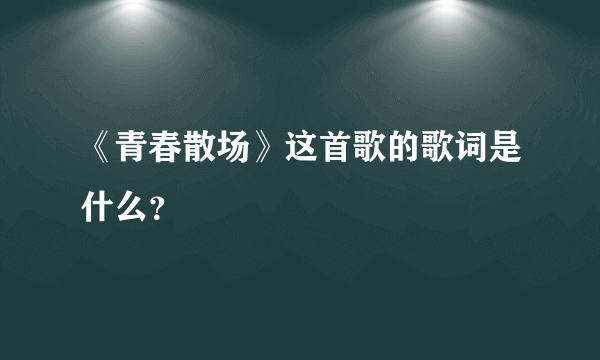 《青春散场》这首歌的歌词是什么？