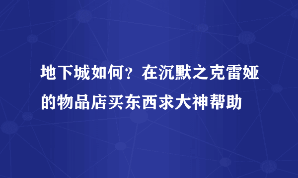 地下城如何？在沉默之克雷娅的物品店买东西求大神帮助