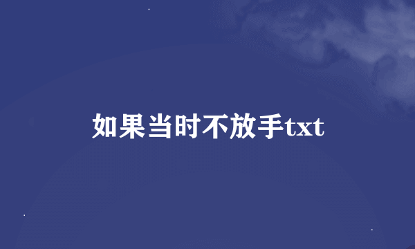 如果当时不放手txt