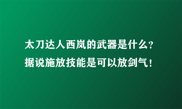 太刀达人西岚的武器是什么？据说施放技能是可以放剑气！