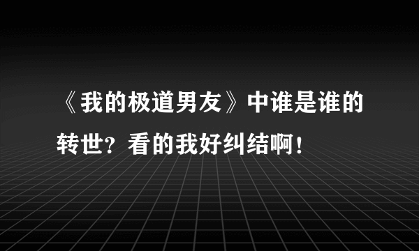 《我的极道男友》中谁是谁的转世？看的我好纠结啊！