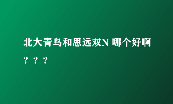 北大青鸟和思远双N 哪个好啊？？？