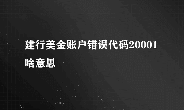 建行美金账户错误代码20001啥意思