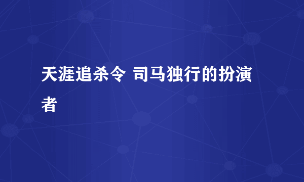 天涯追杀令 司马独行的扮演者