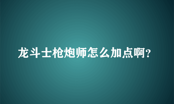 龙斗士枪炮师怎么加点啊？