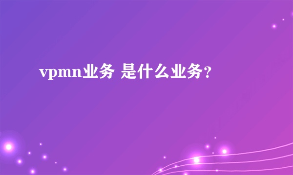 vpmn业务 是什么业务？