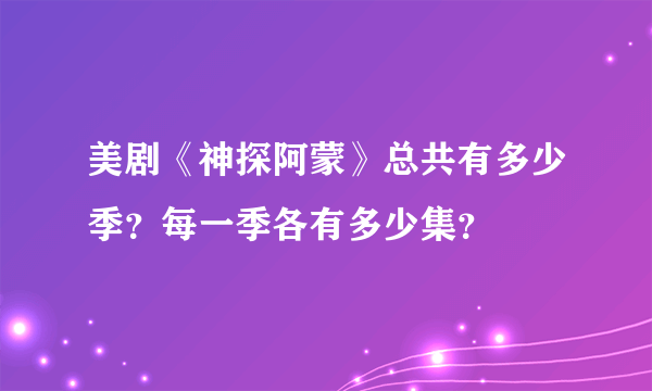 美剧《神探阿蒙》总共有多少季？每一季各有多少集？