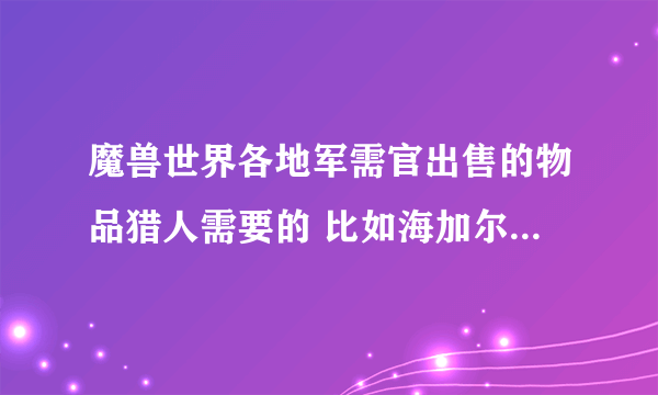 魔兽世界各地军需官出售的物品猎人需要的 比如海加尔就军需官就有锁甲猎人的鞋子 紫359的 还有哪里有？