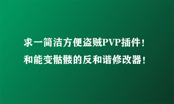 求一简洁方便盗贼PVP插件！和能变骷髅的反和谐修改器！