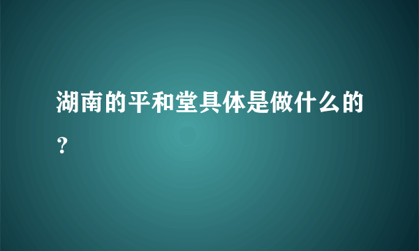 湖南的平和堂具体是做什么的？