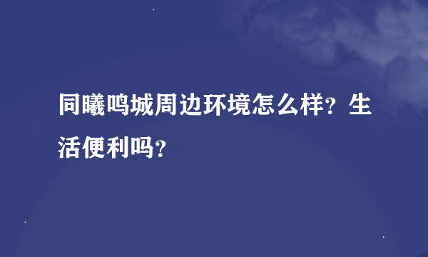 同曦鸣城周边环境怎么样？生活便利吗？