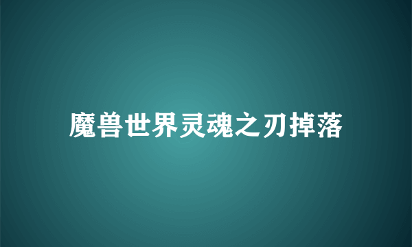 魔兽世界灵魂之刃掉落