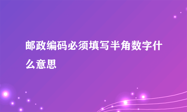 邮政编码必须填写半角数字什么意思