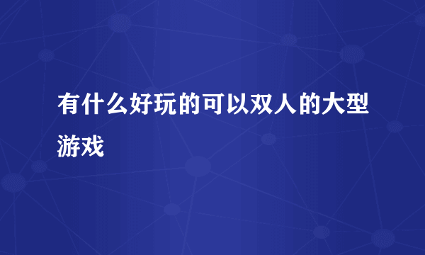 有什么好玩的可以双人的大型游戏