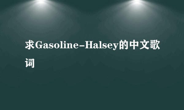 求Gasoline-Halsey的中文歌词