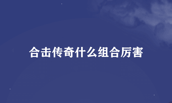 合击传奇什么组合厉害