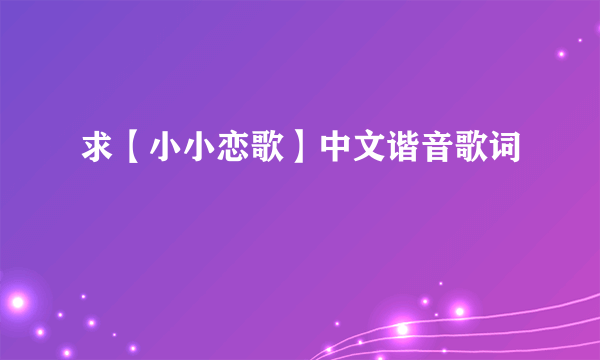 求【小小恋歌】中文谐音歌词