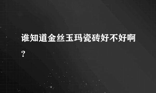 谁知道金丝玉玛瓷砖好不好啊？