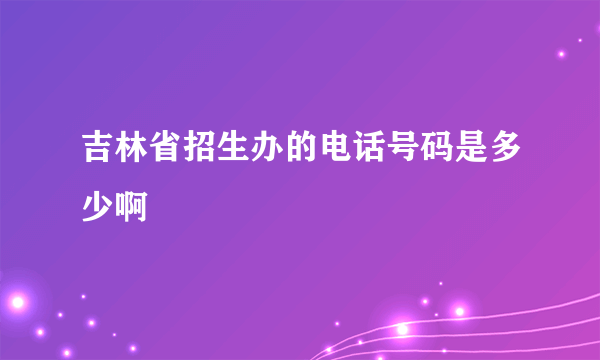 吉林省招生办的电话号码是多少啊