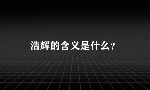 浩辉的含义是什么？