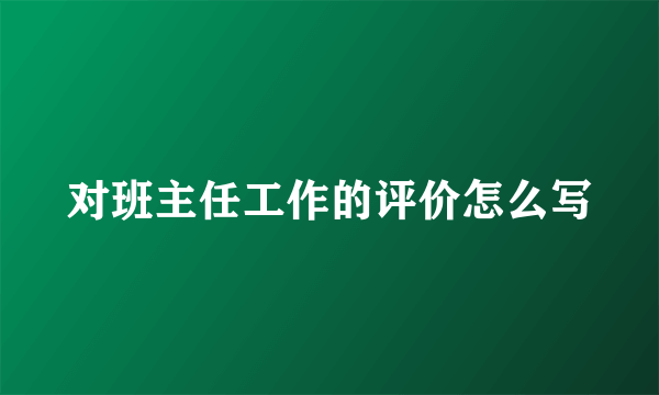 对班主任工作的评价怎么写