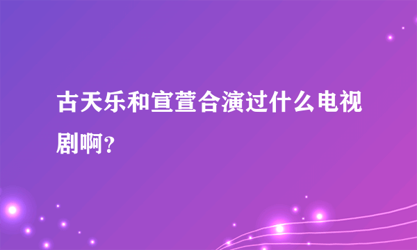 古天乐和宣萱合演过什么电视剧啊？