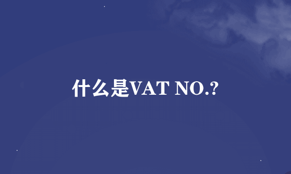 什么是VAT NO.?