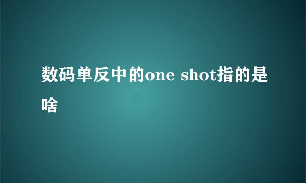 数码单反中的one shot指的是啥