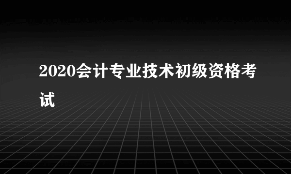 2020会计专业技术初级资格考试