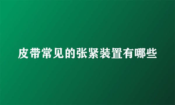 皮带常见的张紧装置有哪些