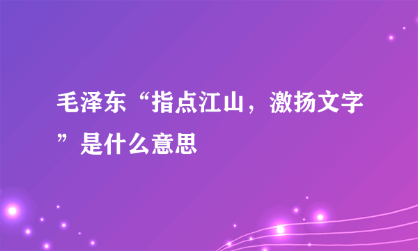 毛泽东“指点江山，激扬文字”是什么意思