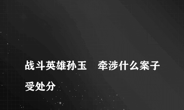 
战斗英雄孙玉囯牵涉什么案子受处分

