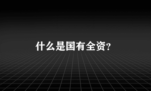 什么是国有全资？