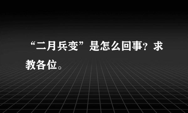 “二月兵变”是怎么回事？求教各位。