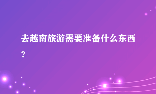 去越南旅游需要准备什么东西？