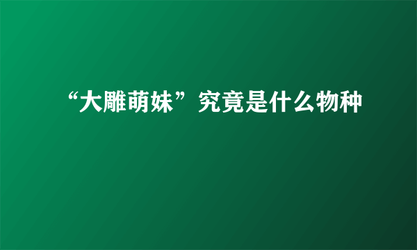 “大雕萌妹”究竟是什么物种