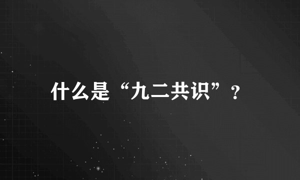 什么是“九二共识”？